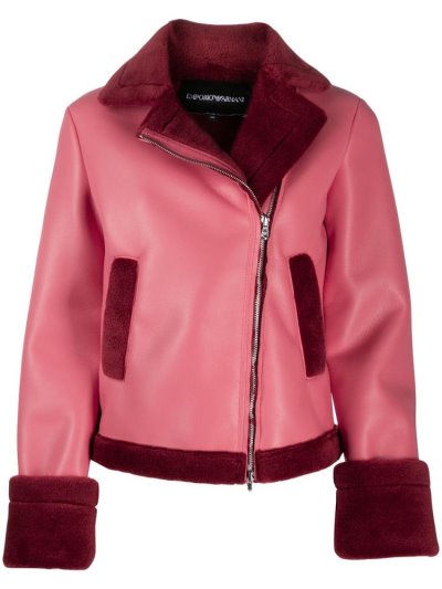 Armani shearling shop jacket pink