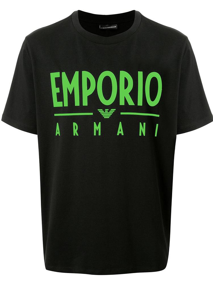 Armani T Shirts Cheap Price Black Emporio Armani Neon Logo Mens