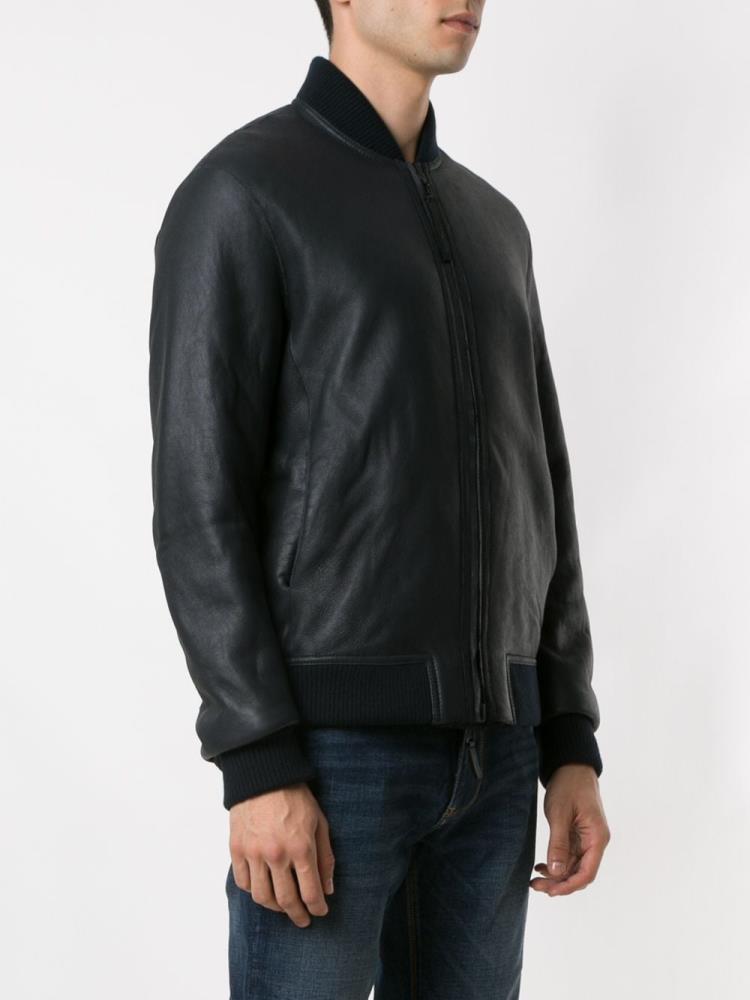 Armani Bomber Jacket Cheap Black Emporio Armani Zipped Up Mens